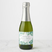 水彩トロピカルパーム葉の結婚披露宴 スパークリングワインラベル (正面)