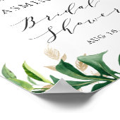 水彩トロピカルパーム葉ブライダルシャワー標識 ポスター (角)