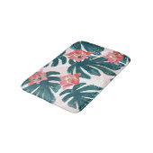 水彩トロピカルパーム、ハワイアンヒビスカス バスマット (アングル)