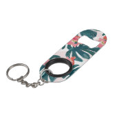 水彩トロピカルパーム，ハワイアンヒビスクス キーホルダー栓抜き (正面アングル)