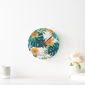水彩トロピカルパーム,ハワイアンヒビスクス ラウンド壁時計 (ホーム)