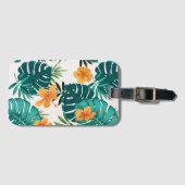 水彩トロピカルパーム,ハワイアンヒビスクス ラゲッジタグ (正面横)