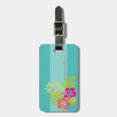 水彩トロピカルヒビスクスハワイアン ラゲッジタグ (正面縦)