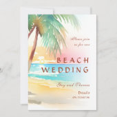水彩トロピカルビーチウェディング 招待状 (正面)