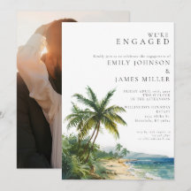 水彩トロピカルビーチエンゲージパーティ写真