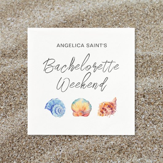 水彩トロピカルビーチ独身最後の夜 スタンダードカクテルナプキン