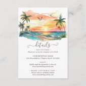 水彩トロピカルビーチ結婚サンセット詳細 エンクロージャーカード (正面)