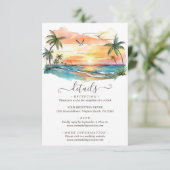 水彩トロピカルビーチ結婚サンセット詳細 エンクロージャーカード (スタンド正面)