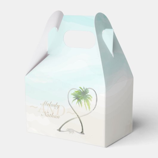 水彩トロピカルビーチ結婚式お願いボックス フェイバーボックス (正面サイド)