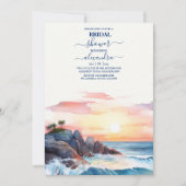 水彩トロピカルビーチ  ブライダルシャワー 招待状 (正面)