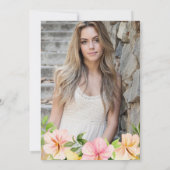 水彩トロピカルピンクの花 50歳の誕生日 招待状 (裏面)