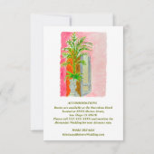 水彩トロピカルピンク結婚の詳細カード サンキューカード (裏面)