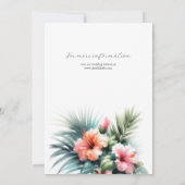水彩トロピカルフラワーとグリーンウェディング 招待状 (裏面)
