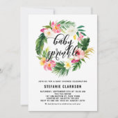水彩トロピカルフラワーのリース ベイビースプリンクル 招待状 (正面)