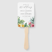 水彩トロピカルフラワーウェディングプログラム ハンドファン (正面)