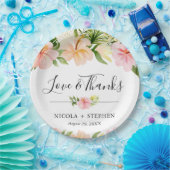 水彩トロピカルフラワーウェディング ペーパープレート (パーティー)