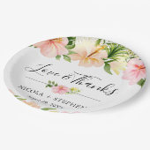水彩トロピカルフラワーウェディング ペーパープレート (アングル)