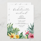 水彩トロピカルフラワーズウィークエンド 招待状 (正面/裏面)