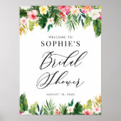 水彩トロピカルフラワーズブライダルシャワーへようこそ ポスター (正面)