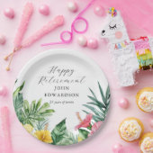 水彩トロピカルフラワーズリタイアメントパーティー ペーパープレート (パーティー)