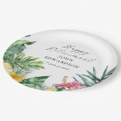 水彩トロピカルフラワーズリタイアメントパーティー ペーパープレート (アングル)
