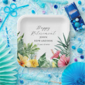 水彩トロピカルフラワーズリタイアメントパーティー ペーパープレート (パーティー)