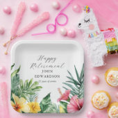 水彩トロピカルフラワーズリタイアメントパーティー ペーパープレート (パーティー)