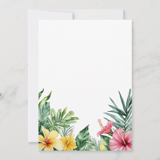 水彩トロピカルフラワーズリタイアメントパーティー 招待状 (裏面)