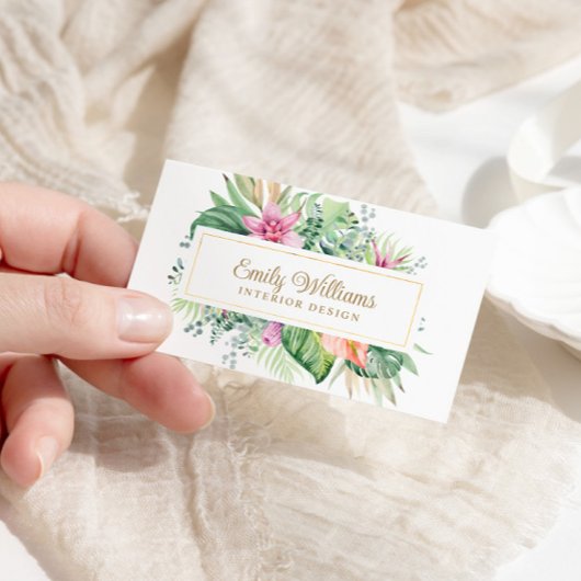 水彩トロピカルフラワーズ名刺 名刺