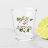 水彩トロピカルフラワーバチェロレッテパーティー ショットグラス (正面)