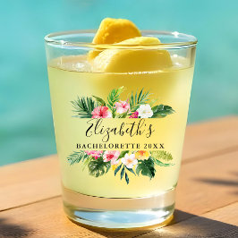 水彩トロピカルフラワーバチェロレッテパーティー ショットグラス