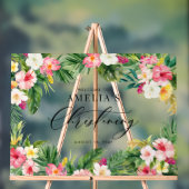 水彩トロピカルフラワーフレーム《キリスト教》洗礼式や命名式 アクリルサイン (ニュートラル)