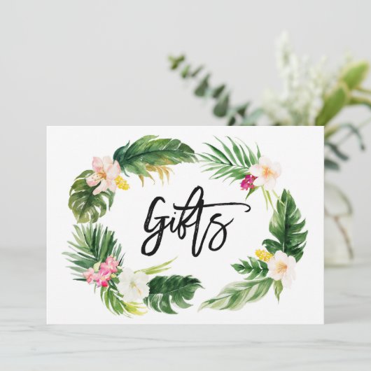 水彩トロピカルフラワーリングギフトサイン 招待状 (スタンド正面)