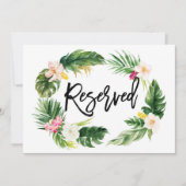 水彩トロピカルフラワーリース予約サイン 招待状 (正面)