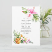 水彩トロピカルフラワー人生のお祝い 招待状 (スタンド正面)