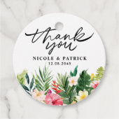 水彩トロピカルフラワー結婚ズサンキュー フェイバータグ (正面)