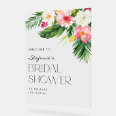水彩トロピカルフラワー サマー ブライダルシャワー アクリルサイン (傾斜)