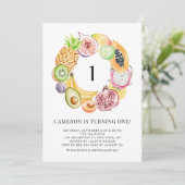 水彩トロピカルフルーツサマーファースト誕生日 招待状 (スタンド正面)