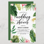 水彩トロピカルフレームウェディングシャワー招待状 (正面/裏面)