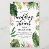 水彩トロピカルフレームウェディングシャワー招待状 (正面)