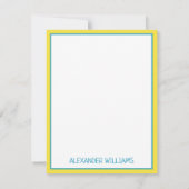 水彩トロピカルブルー魚とハートのモノグラム ノートカード (裏面)