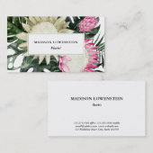 水彩トロピカルプロテアモンステラグリーンリー 名刺 (正面/裏面)