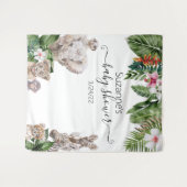 水彩トロピカルベイビージャングルアニマルズサファリタップ タペストリー (正面(横))