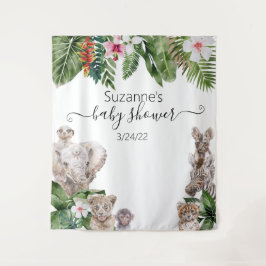 水彩トロピカルベイビージャングルアニマルズサファリタップ タペストリー