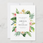 水彩トロピカルボタニカルフレーム 夏 セーブザデート (正面)