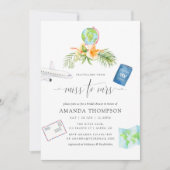 水彩トロピカルミス・トゥ・ミセス ブライダルシャワー 招待状 (正面)