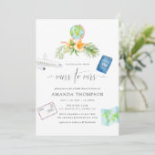 水彩トロピカルミス・トゥ・ミセス ブライダルシャワー 招待状 (スタンド正面)