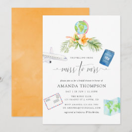 水彩トロピカルミス・トゥ・ミセス ブライダルシャワー 招待状