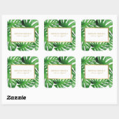 水彩トロピカルモンステラの葉のパターン スクエアシール (シート)