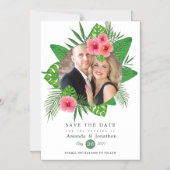 水彩トロピカルラウアロハウェディングフォト マグネット招待状 (正面)